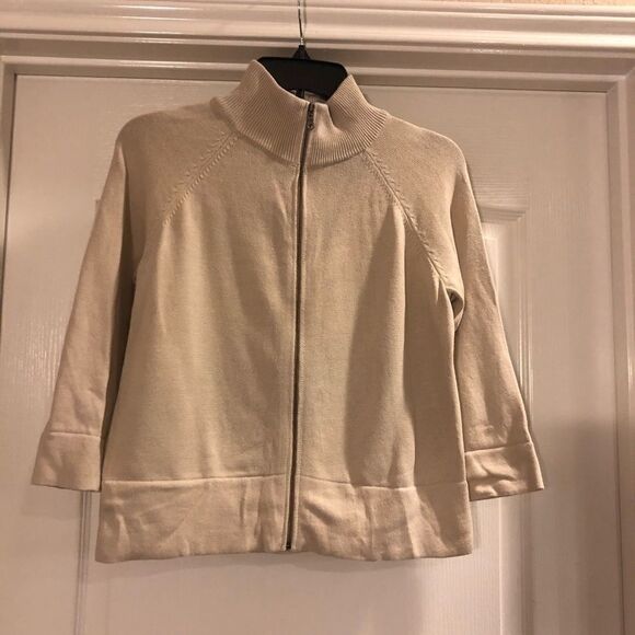 Ann Taylor beige 3/4 sleeve sweater sz medium - Picture 1 of 6